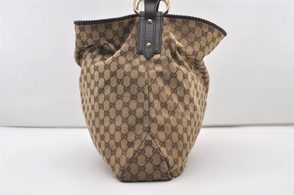 Authentic GUCCI Horsebit Shoulder Hand Bag GG Canvas Leather 114900 Brown 2689J