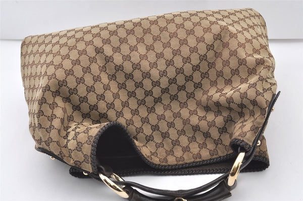 Authentic GUCCI Horsebit Shoulder Hand Bag GG Canvas Leather 114900 Brown 2689J