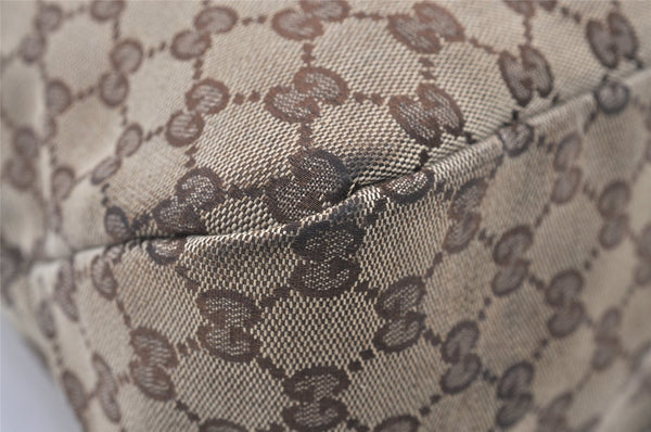 Authentic GUCCI Horsebit Shoulder Hand Bag GG Canvas Leather 114900 Brown 2689J