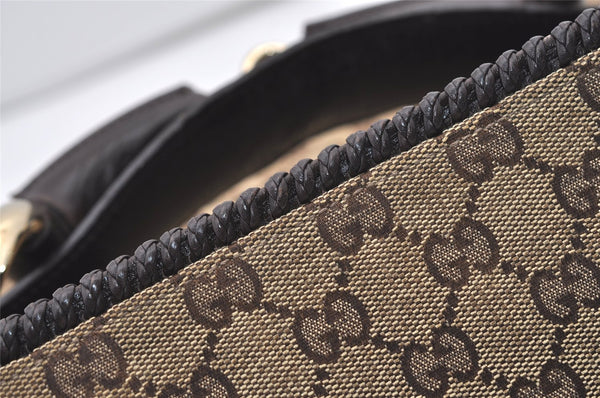 Authentic GUCCI Horsebit Shoulder Hand Bag GG Canvas Leather 114900 Brown 2689J