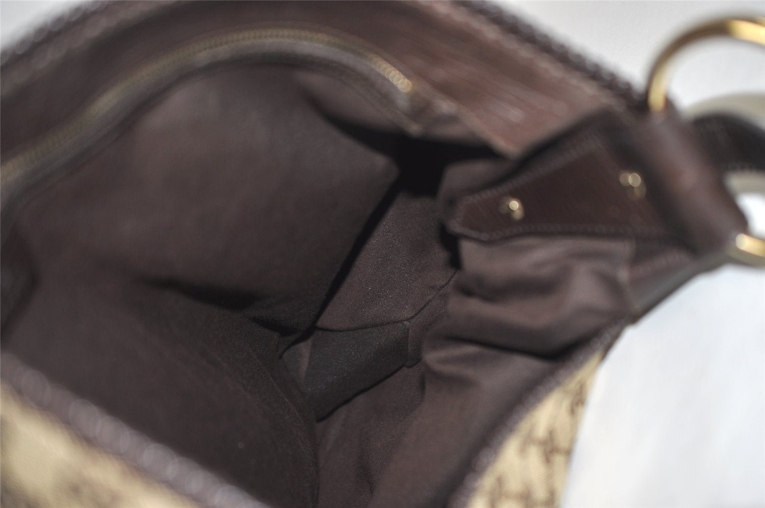 Authentic GUCCI Horsebit Shoulder Hand Bag GG Canvas Leather 114900 Brown 2689J