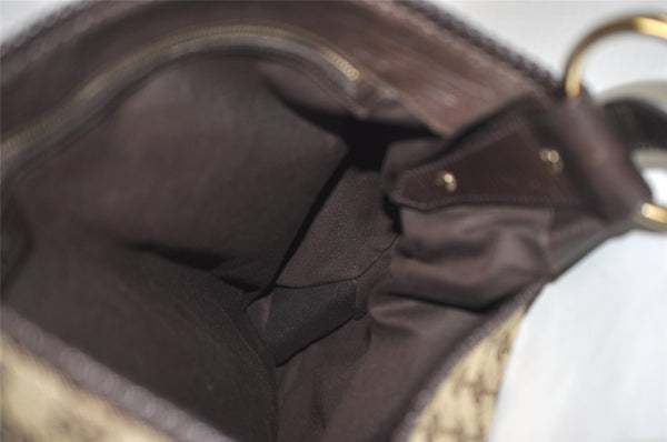 Authentic GUCCI Horsebit Shoulder Hand Bag GG Canvas Leather 114900 Brown 2689J