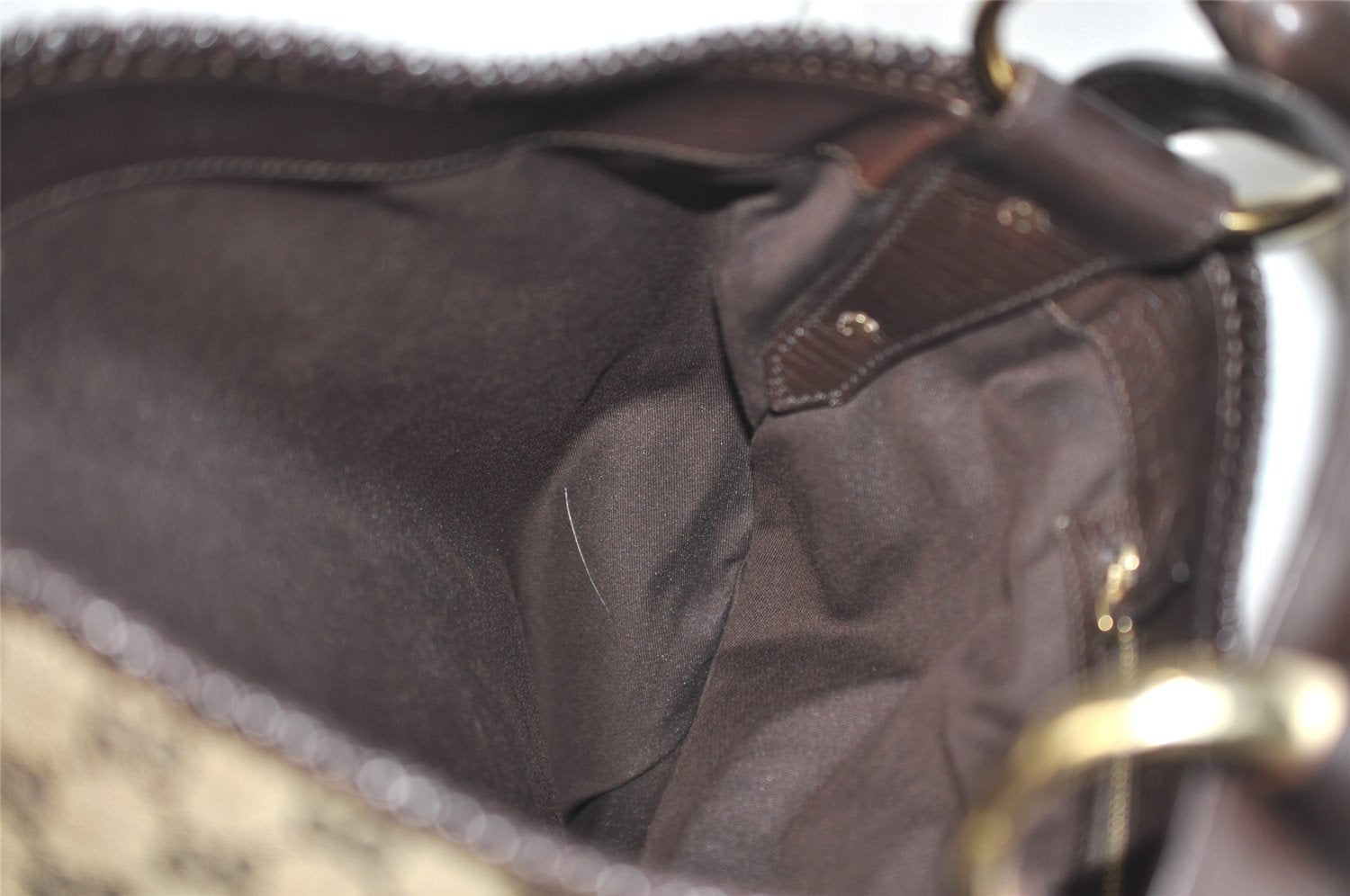 Authentic GUCCI Horsebit Shoulder Hand Bag GG Canvas Leather 114900 Brown 2689J