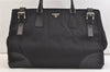 Authentic PRADA Vintage Nylon Tessuto Leather Tote Hand Bag Black 2689K