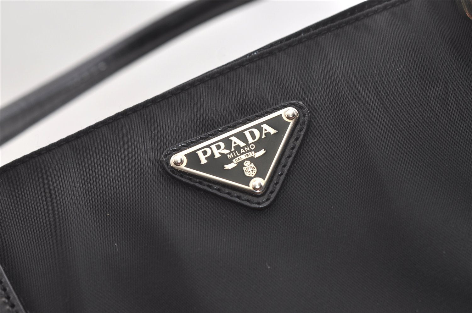 Authentic PRADA Vintage Nylon Tessuto Leather Tote Hand Bag Black 2689K