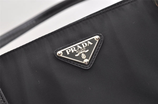 Authentic PRADA Vintage Nylon Tessuto Leather Tote Hand Bag Black 2689K