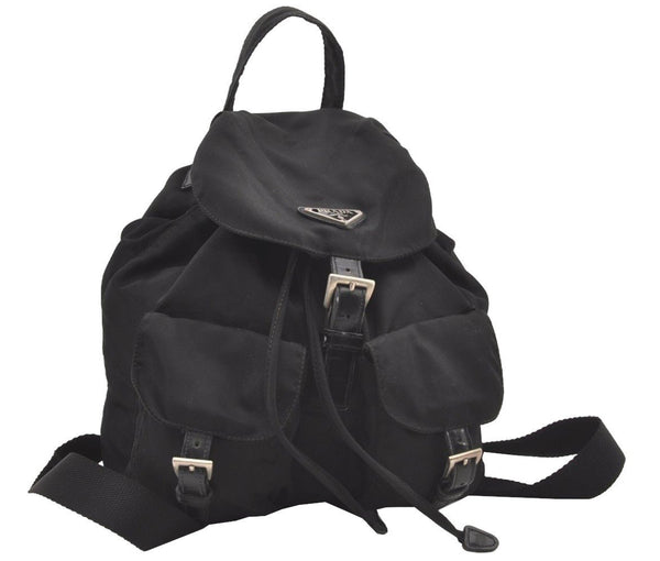 Authentic PRADA Vintage Nylon Tessuto Leather Backpack Black 2690J