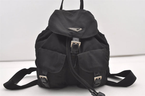 Authentic PRADA Vintage Nylon Tessuto Leather Backpack Black 2690J