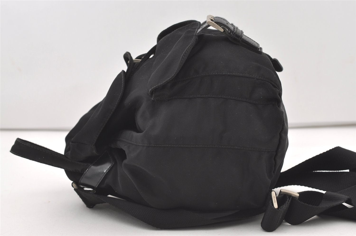 Authentic PRADA Vintage Nylon Tessuto Leather Backpack Black 2690J