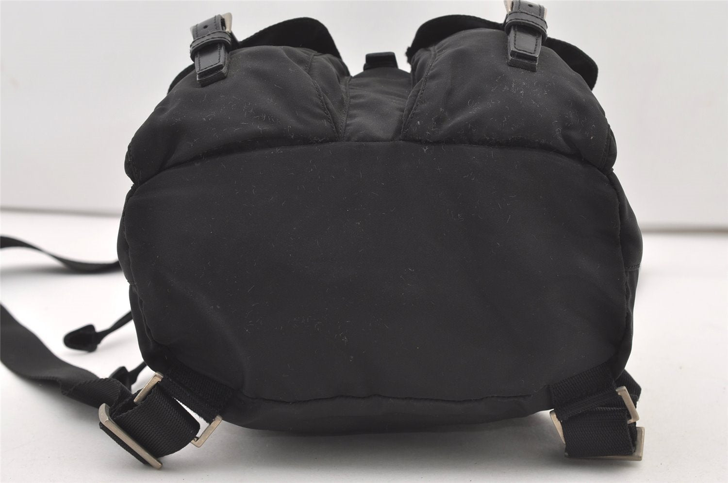 Authentic PRADA Vintage Nylon Tessuto Leather Backpack Black 2690J