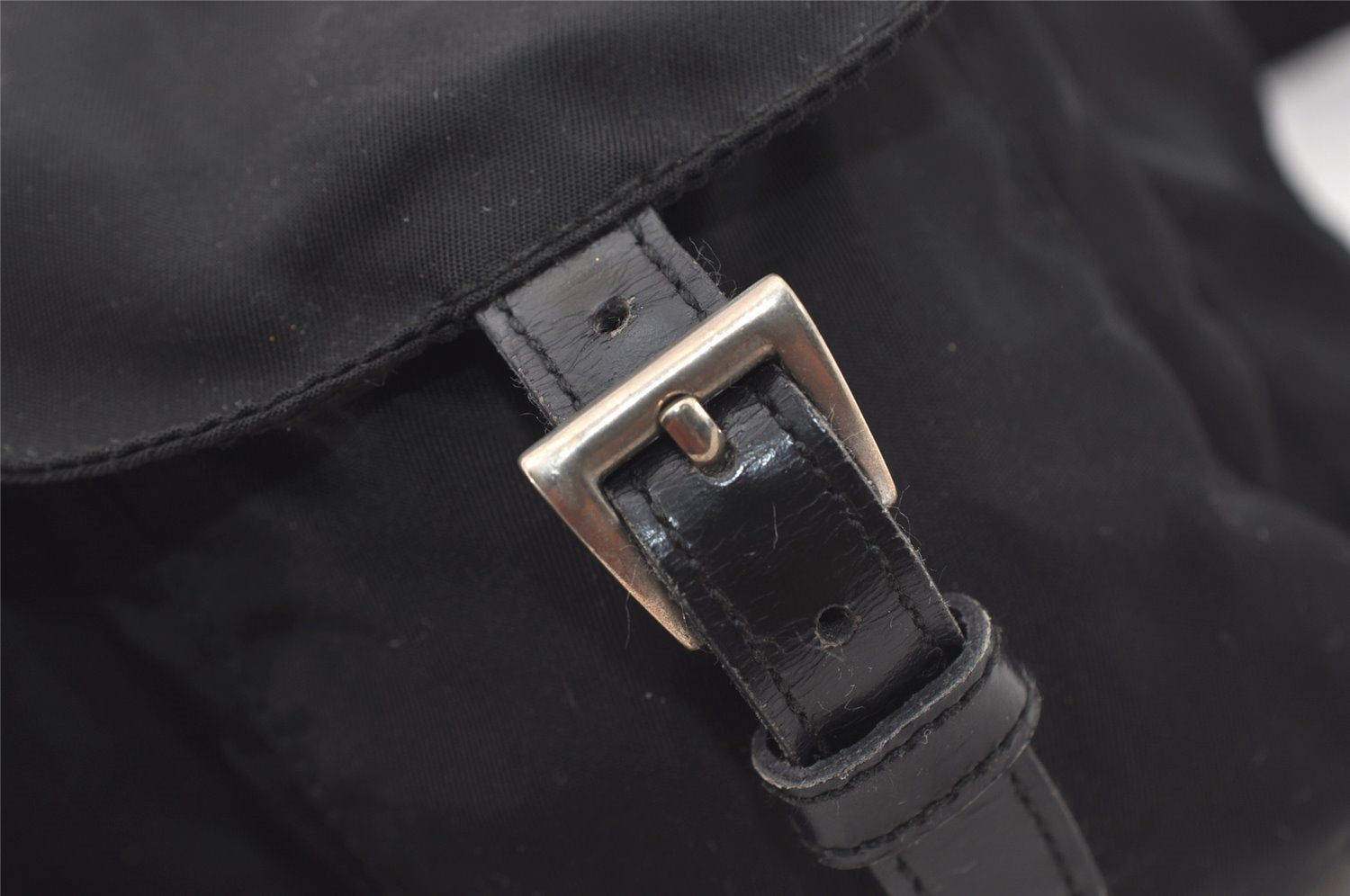 Authentic PRADA Vintage Nylon Tessuto Leather Backpack Black 2690J
