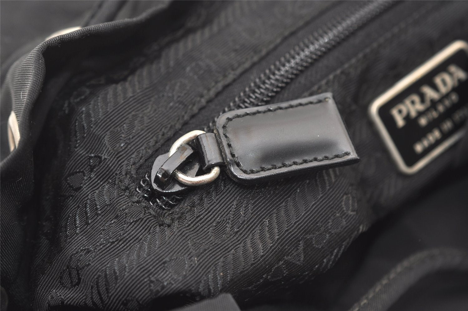 Authentic PRADA Vintage Nylon Tessuto Leather Backpack Black 2690J