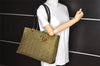 Authentic Christian Dior Lady Dior Cannage Nylon Shoulder Bag Green CD 2691I