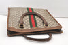 Authentic GUCCI Web Sherry Line Shoulder Tote Bag GG PVC Leather Brown 2693J