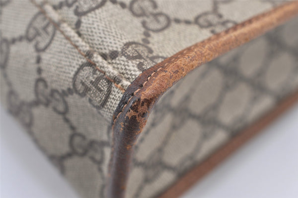 Authentic GUCCI Web Sherry Line Shoulder Tote Bag GG PVC Leather Brown 2693J