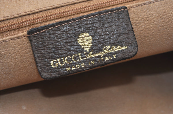 Authentic GUCCI Web Sherry Line Shoulder Tote Bag GG PVC Leather Brown 2693J