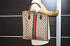 Authentic GUCCI Web Sherry Line Shoulder Tote Bag GG PVC Leather Brown 2693J
