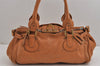 Authentic Chloe Vintage Paddington Leather Shoulder Hand Bag Brown 2694J