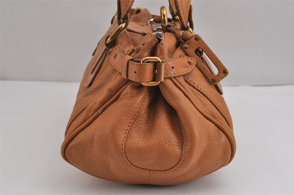 Authentic Chloe Vintage Paddington Leather Shoulder Hand Bag Brown 2694J