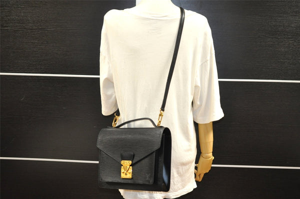 Authentic Louis Vuitton Epi Monceau 2Way Shoulder Hand Bag Black M52122 LV 2695I