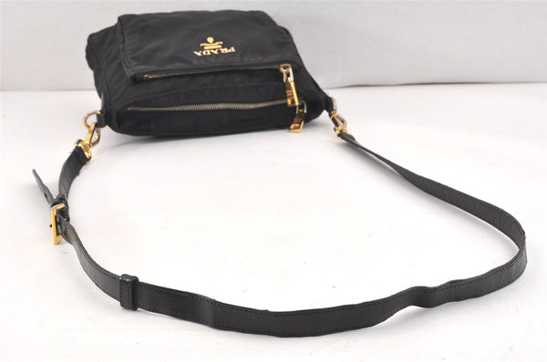 Authentic PRADA Nylon Tessuto Leather Shoulder Cross Body Bag Purse Black 2696K