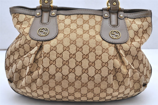 Authentic GUCCI Scarlett Tote Hand Bag GG Canvas Leather 269953 Brown 2697K