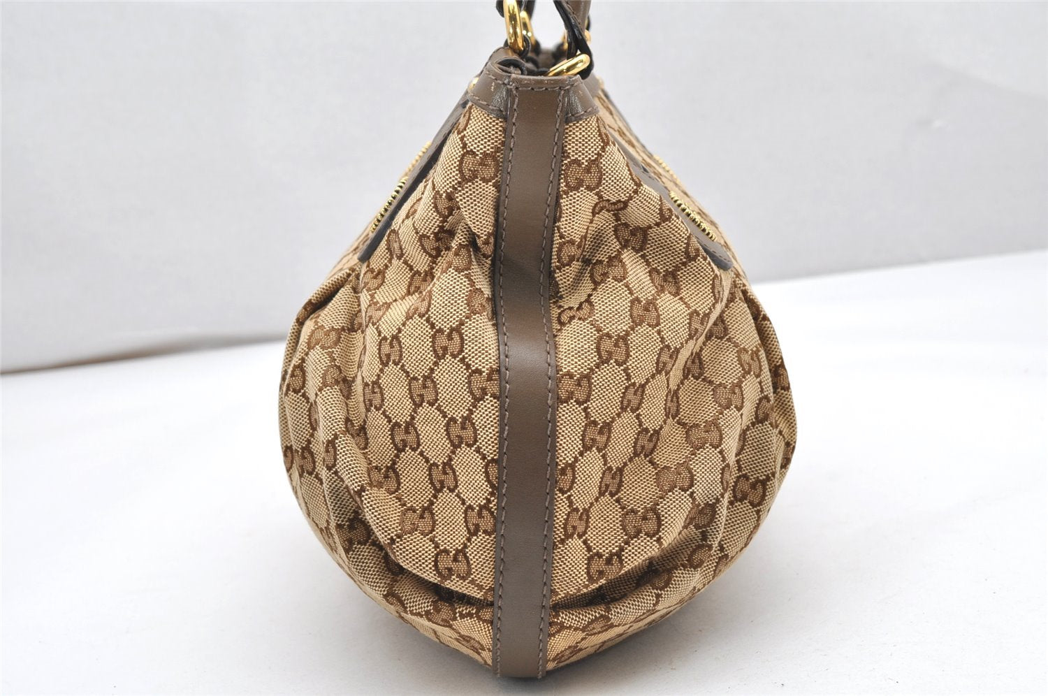 Authentic GUCCI Scarlett Tote Hand Bag GG Canvas Leather 269953 Brown 2697K