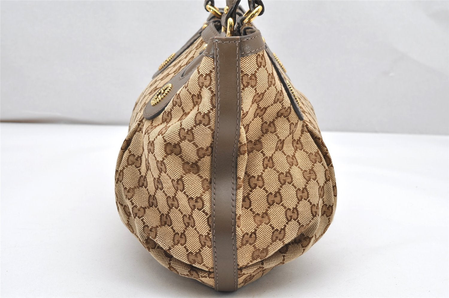 Authentic GUCCI Scarlett Tote Hand Bag GG Canvas Leather 269953 Brown 2697K