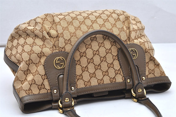 Authentic GUCCI Scarlett Tote Hand Bag GG Canvas Leather 269953 Brown 2697K