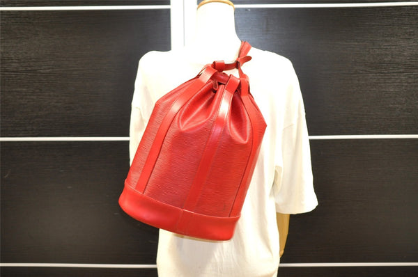 Authentic Louis Vuitton Epi Randonnee PM Shoulder Bag Red LV 2698I