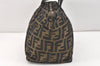 Authentic FENDI Vintage Zucca Tote Hand Bag Purse Nylon Leather Brown 2698K