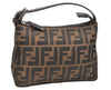 Authentic FENDI Zucca Hand Bag Pouch Purse Canvas Leather Brown Junk 2699K