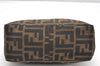 Authentic FENDI Zucca Hand Bag Pouch Purse Canvas Leather Brown Junk 2699K