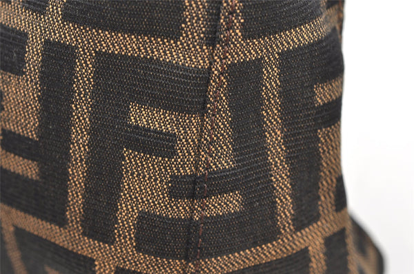 Authentic FENDI Zucca Hand Bag Pouch Purse Canvas Leather Brown Junk 2699K