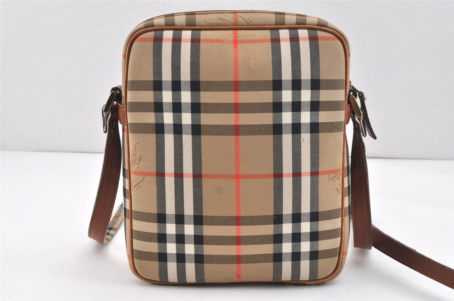 Authentic BURBERRY Nova Check Shoulder Cross Body Bag Canvas Leather Beige 2700K