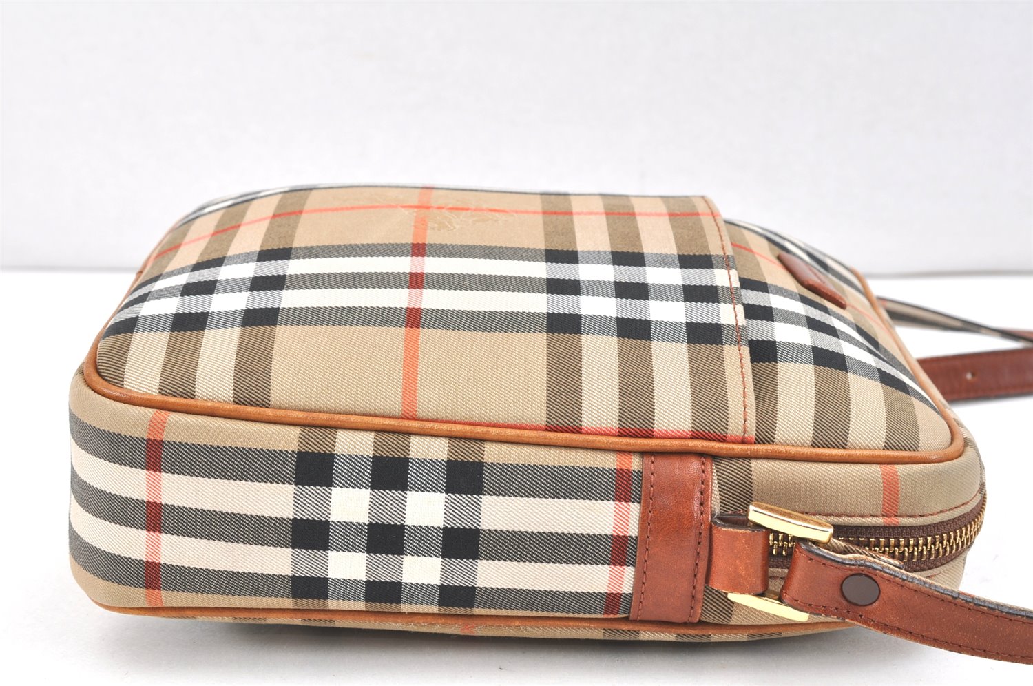 Authentic BURBERRY Nova Check Shoulder Cross Body Bag Canvas Leather Beige 2700K