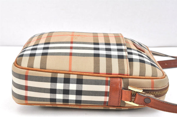 Authentic BURBERRY Nova Check Shoulder Cross Body Bag Canvas Leather Beige 2700K