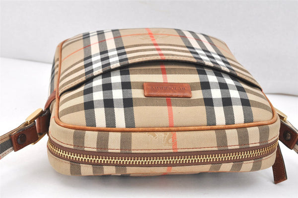 Authentic BURBERRY Nova Check Shoulder Cross Body Bag Canvas Leather Beige 2700K