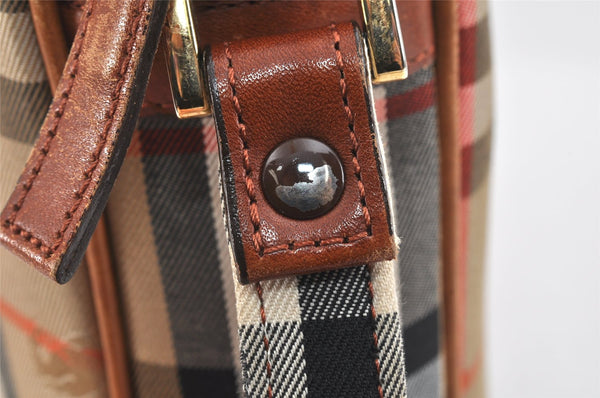 Authentic BURBERRY Nova Check Shoulder Cross Body Bag Canvas Leather Beige 2700K