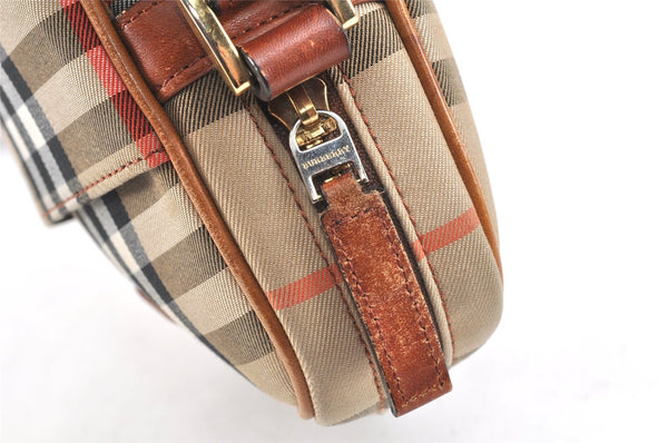 Authentic BURBERRY Nova Check Shoulder Cross Body Bag Canvas Leather Beige 2700K