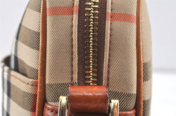 Authentic BURBERRY Nova Check Shoulder Cross Body Bag Canvas Leather Beige 2700K