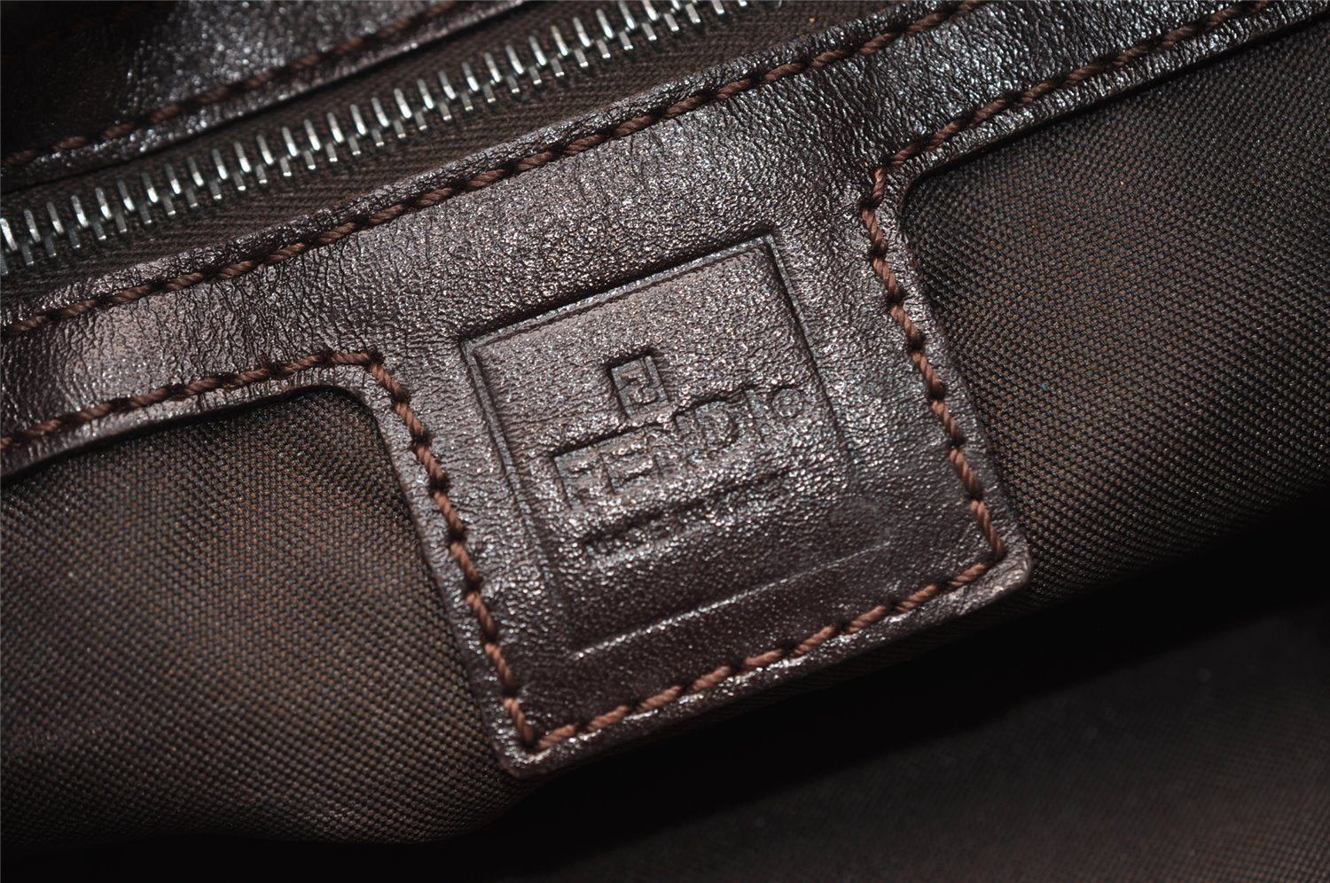 Authentic FENDI Zucca Mamma Baguette Shoulder Bag Canvas Leather Brown 2702I