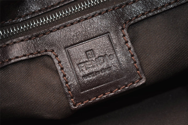 Authentic FENDI Zucca Mamma Baguette Shoulder Bag Canvas Leather Brown 2702I