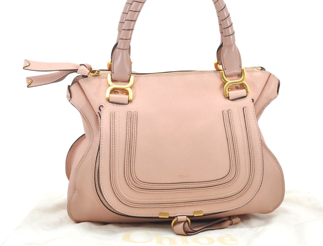 Authentic Chloe Vintage Marcie Leather Shoulder Hand Bag Purse Pink 2702K