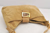 Authentic FENDI Vintage Shoulder Hand Bag Purse Suede Leather Beige 2703K