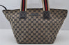 Authentic GUCCI Sherry Line Tote Bag GG Canvas Leather 131230 Navy Blue 2704J