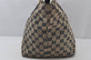 Authentic GUCCI Sherry Line Tote Bag GG Canvas Leather 131230 Navy Blue 2704J