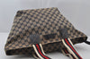 Authentic GUCCI Sherry Line Tote Bag GG Canvas Leather 131230 Navy Blue 2704J