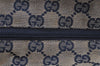 Authentic GUCCI Sherry Line Tote Bag GG Canvas Leather 131230 Navy Blue 2704J