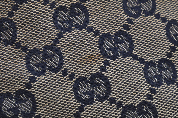 Authentic GUCCI Sherry Line Tote Bag GG Canvas Leather 131230 Navy Blue 2704J
